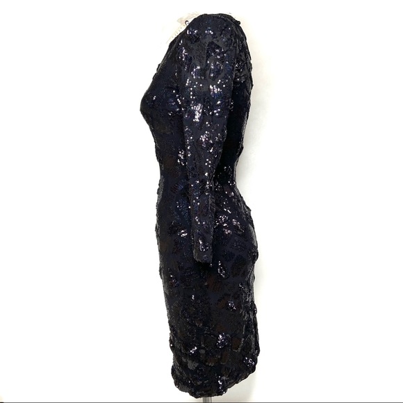 ALBERTO MAKALI Black and Iridescent Sequined Cocktail Dress - Picture 6 of 16